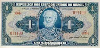 Cédula de 1 cruzeiro com efígie do Marquês de Tamandaré de 1956