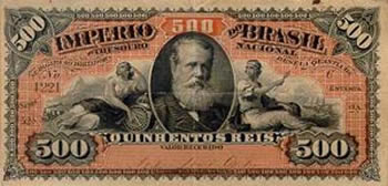 Cédula de 500 réis com efígie de Dom Pedro II